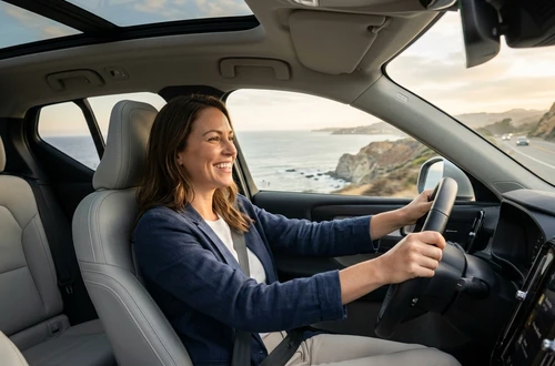 DriveWise lending specialist reviewing a car loan application with a client in a bright modern office